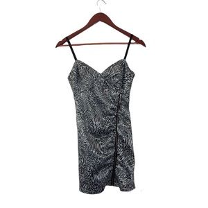 Guess Light Gray Black Leopard Print Short Sleeve Mini Dress